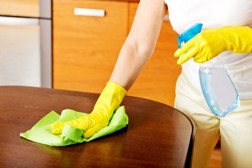 Carpet cleaning preparation and stain treatment in progress